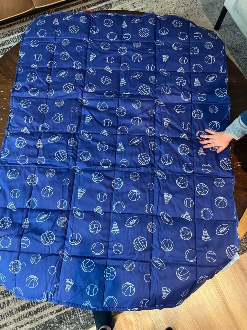 Luna 5lb kids weighted blanket in blue sports themed